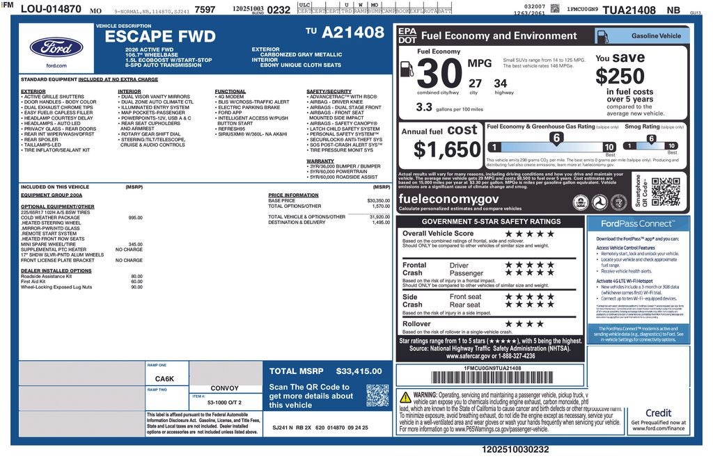 2026 Ford Escape Active