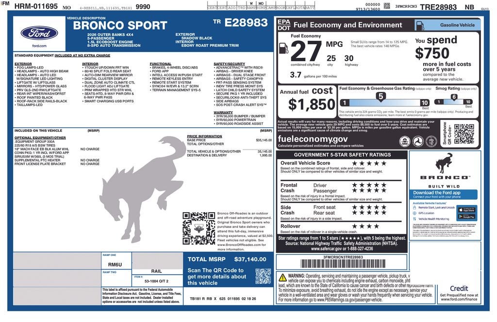 2026 Ford Bronco Sport Outer Banks