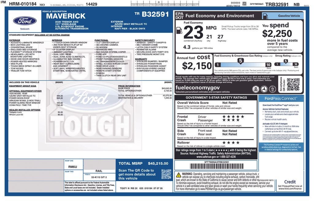 2026 Ford Maverick Tremor