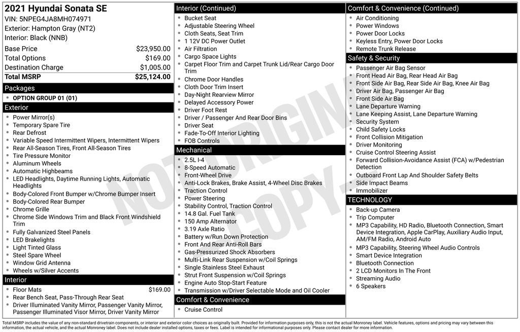 2021 Hyundai Sonata SE