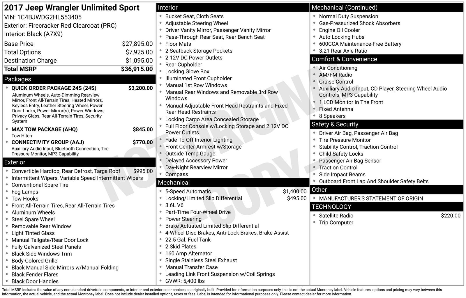 2017 Jeep Wrangler Unlimited Sport S