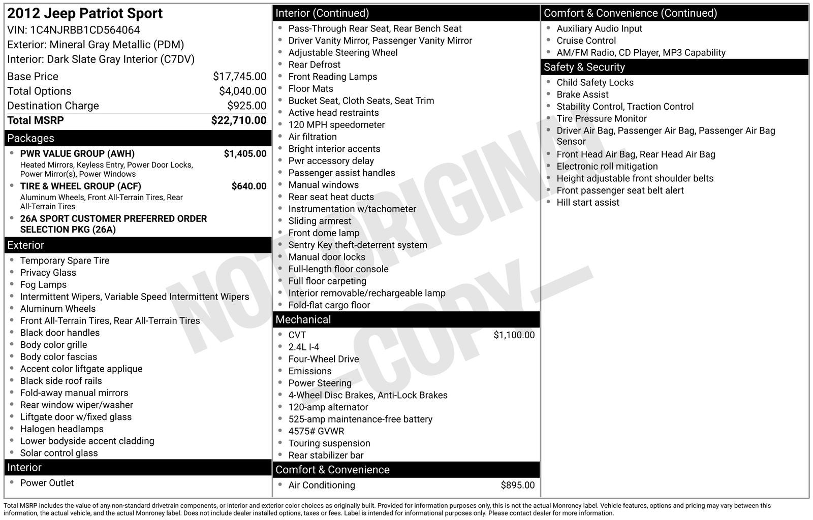 2012 Jeep Patriot Sport