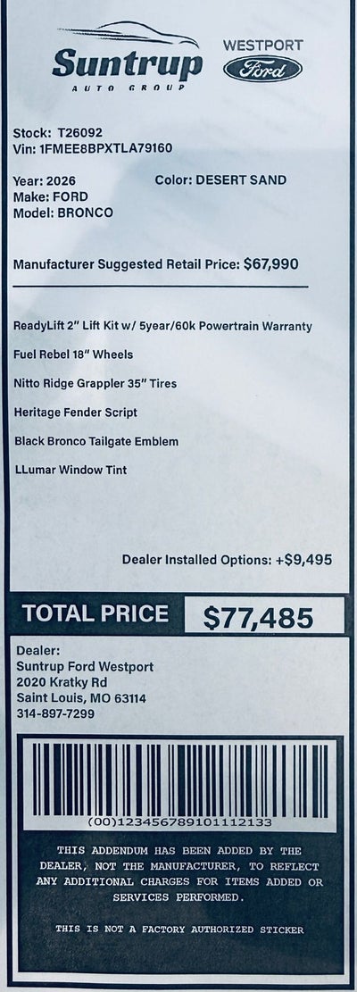 2026 Ford Bronco Outer Banks **Lifted + ATR Black Horse Custom Package**