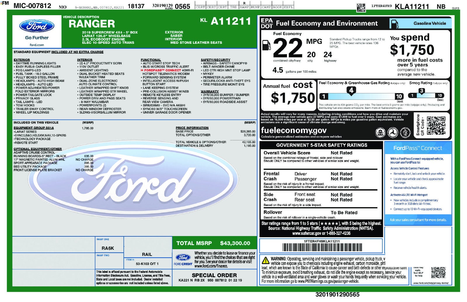 2019 Ford Ranger Lariat