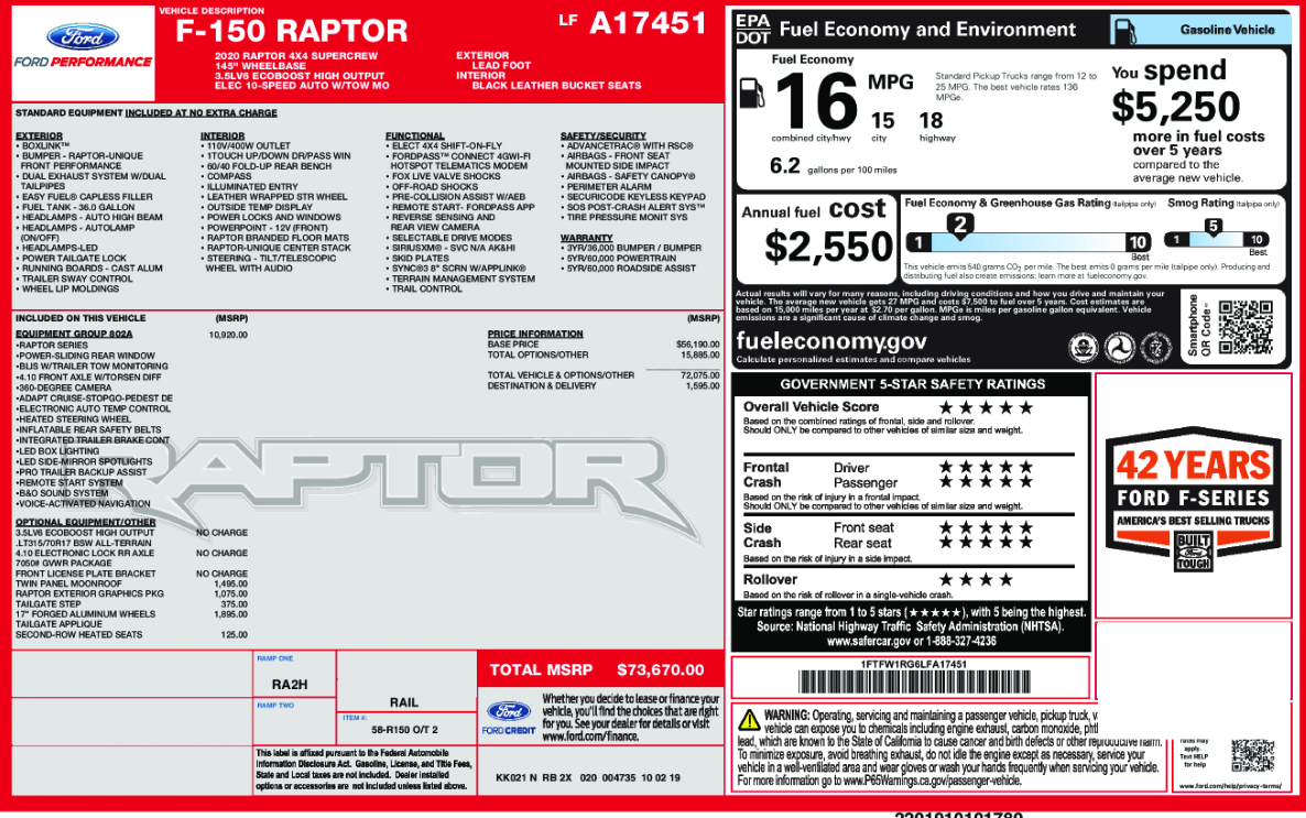 2020 Ford F-150 Raptor