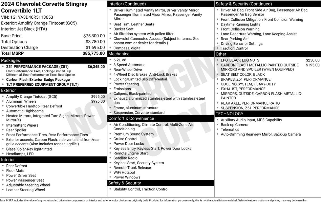 2024 Chevrolet Corvette Stingray 1LT