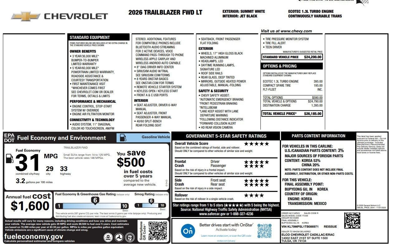 2026 Chevrolet TrailBlazer LT