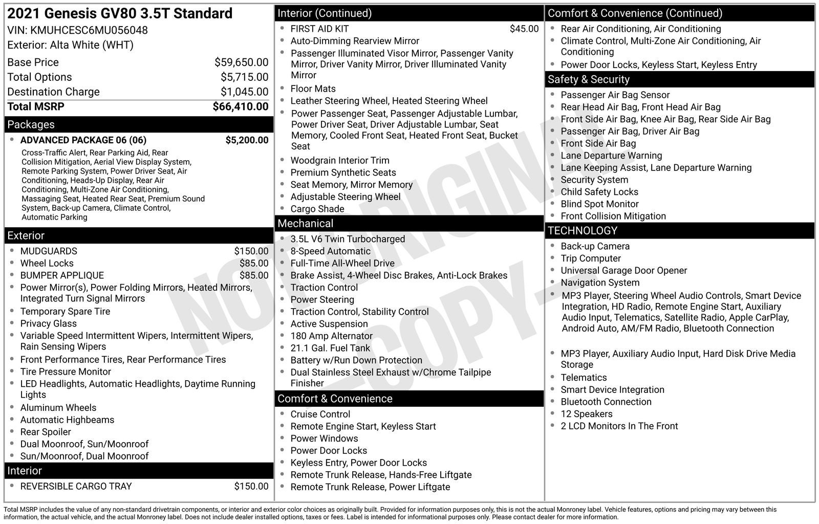 2021 Genesis GV80 3.5T AWD Advantage Package