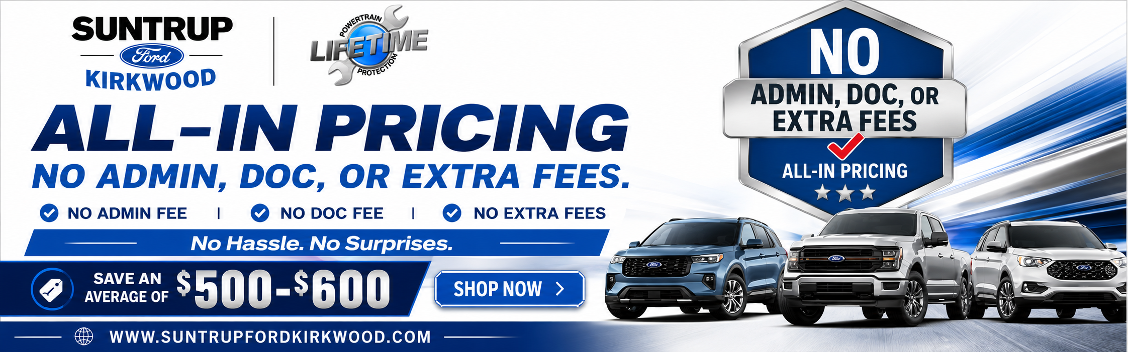 No Admin or Doc Fees. Save $500-$600 on average